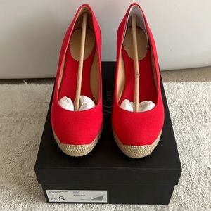 J. Crew Espadrille Wedges in Canvas - Red Size 8